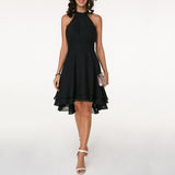 Women's Elegant Halter Evening Dress - Black - Cocktail Dress - 5XL - Polyester Chiffon - image 3