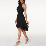 Women's Elegant Halter Evening Dress - Black - Cocktail Dress - 5XL - Polyester Chiffon - image 4