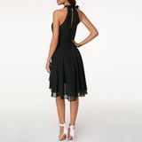 Women's Elegant Halter Evening Dress - Black - Cocktail Dress - 5XL - Polyester Chiffon - image 5
