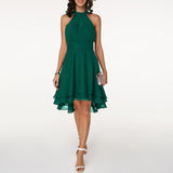 Women's Elegant Halter Evening Dress - Black - Cocktail Dress - 5XL - Polyester Chiffon - image 8