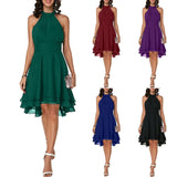 Women's Elegant Halter Evening Dress - Black - Cocktail Dress - 5XL - Polyester Chiffon - image 12