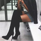 Funki Buys | Boots | Women's Thigh High Pull On St... - Black : Thigh High Stiletto Boots / 43 B / Suede PU Leather - image 7
