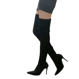 Funki Buys | Boots | Women's Thigh High Pull On St... - Black : Thigh High Stiletto Boots / 43 B / Suede PU Leather - image 1