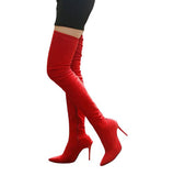 Funki Buys | Boots | Women's Thigh High Pull On St... - Black : Thigh High Stiletto Boots / 43 B / Suede PU Leather - image 3