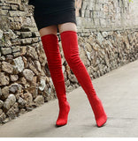 Funki Buys | Boots | Women's Thigh High Pull On S... - Black : Thigh High Stiletto Boots / 43 B / Suede PU Leather - image 11
