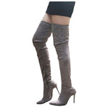 Funki Buys | Boots | Women's Thigh High Pull On St... - Black : Thigh High Stiletto Boots / 43 B / Suede PU Leather - image 4