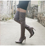 Funki Buys | Boots | Women's Thigh High Pull On S... - Black : Thigh High Stiletto Boots / 43 B / Suede PU Leather - image 14