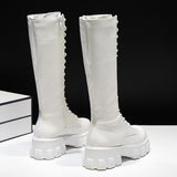 Funki Buys | Boots | Women's Knee-High Platform Lace Up Boot - White - Boots / 12 B / PU Leather - image 4