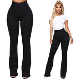 Women's High Waist Button Fly Fitted Jeans - Blue - Dark Blue / High Waist Jeans - 4XL - Polyester Denim - image 17