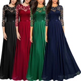 Women's Lace Overlay Long Ball Dress - Burgundy - Gown - XXXL - Chiffon/Lace - image 16