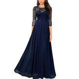 Women's Lace Overlay Long Ball Dress - Burgundy - Gown - XXXL - Chiffon/Lace - image 3