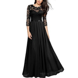Women's Lace Overlay Long Ball Dress - Black - Gown - XXXL - Chiffon/Lace - image 10