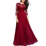 Women's Lace Overlay Long Ball Dress - Burgundy - Gown - XXXL - Chiffon/Lace - image 19