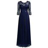 Women's Lace Overlay Long Ball Dress - Burgundy - Gown - XXXL - Chiffon/Lace - image 2