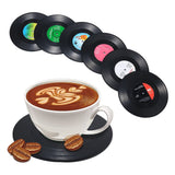 Funki Buys | Coasters | Vinyl Record Music Coaster 6 Pcs Set - Black / 4.13" x 0.98" / BPA Free Plastic - image 1