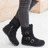 Funki Buys | Boots | Women's Buckled Suede Snow Ankle Boots - Gray : Suede Ankle Boot / 43 B / PU Suede Leather - image 7