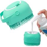 Pet Shampoo Brush and Dispenser - Blue - Pet Bath Brush - 3.1" x 3.1" x 2.2" - Silicone Rubber - image 1
