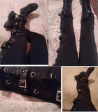 Women's Gothic Buckle Strap Lace Up Pant - Black - Gothic Punk Roseta Lace Up Pants - 5XL - Polyester - image 11
