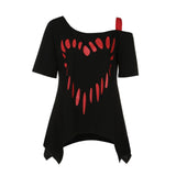 Women's Love Heart Printed Plus Size Shirt - Black/Red - Shirt - 5XL - Polyester - image 5