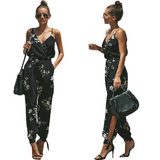 Funki Buys | Pants | Women's Floral and Solid Fashion Jumpsuit - Black - Floral Jumpsuit / Cotton / 5XL - image 2