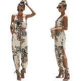 Funki Buys | Pants | Women's Floral and Solid Fashion Jumpsuit - Black - Floral Jumpsuit / Cotton / 5XL - image 3