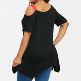 Women's Love Heart Printed Plus Size Shirt - Black/Red - Shirt - 5XL - Polyester - image 2