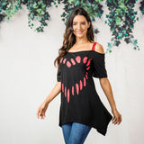 Women's Love Heart Printed Plus Size Shirt - Black/Red - Shirt - 5XL - Polyester - image 12