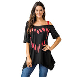 Women's Love Heart Printed Plus Size Shirt - Black/Red - Shirt - 5XL - Polyester - image 13