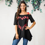 Women's Love Heart Printed Plus Size Shirt - Black/Red - Shirt - 5XL - Polyester - image 11