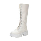 Funki Buys | Boots | Women's Knee-High Platform Lace Up Boot - White - Boots / 12 B / PU Leather - image 11