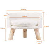 Luxury Nordic Designed Pet Chair Stool - White - Nordic Pet Bed Stool / 61.5cm - Plush / Wood - image 8