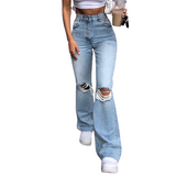 Women's Vintage Ripped Bell Bottom Jeans - Black - A / Harajuku Jeans - XXXL - Polyester Denim - image 16