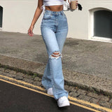 Women's Vintage Ripped Bell Bottom Jeans - Black - A / Harajuku Jeans - XXXL - Polyester Denim - image 6