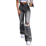 Women's Vintage Ripped Bell Bottom Jeans - Black - A / Harajuku Jeans - XXXL - Polyester Denim - image 14