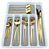 Funki Buys | Cutlery Set | Gold Stainless St... - Black - Plus Tray / 30 Pcs Cutlery Set / Stainless Steel / Medium - image 1