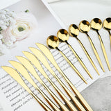 Funki Buys | Cutlery Set | Gold Stainless S... - Black - Plus Tray / 30 Pcs Cutlery Set / Stainless Steel / Medium - image 40