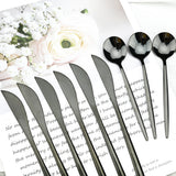 Funki Buys | Cutlery Set | Gold Stainless S... - Black - Plus Tray / 30 Pcs Cutlery Set / Stainless Steel / Medium - image 11