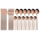 Funki Buys | Cutlery Set | Gold Stainless S... - Black - Plus Tray / 30 Pcs Cutlery Set / Stainless Steel / Medium - image 30
