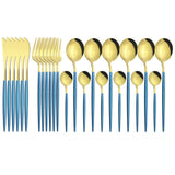 Funki Buys | Cutlery Set | Gold Stainless S... - Black - Plus Tray / 30 Pcs Cutlery Set / Stainless Steel / Medium - image 43