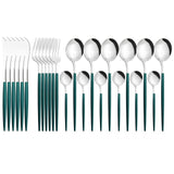 Funki Buys | Cutlery Set | Gold Stainless S... - Black - Plus Tray / 30 Pcs Cutlery Set / Stainless Steel / Medium - image 46
