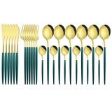 Funki Buys | Cutlery Set | Gold Stainless S... - Black - Plus Tray / 30 Pcs Cutlery Set / Stainless Steel / Medium - image 15