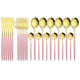 Funki Buys | Cutlery Set | Gold Stainless S... - Black - Plus Tray / 30 Pcs Cutlery Set / Stainless Steel / Medium - image 19