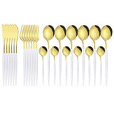 Funki Buys | Cutlery Set | Gold Stainless S... - Black - Plus Tray / 30 Pcs Cutlery Set / Stainless Steel / Medium - image 44