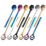 Cute Cat Paw Solid Hollow Coffee Spoons - Mixed - 1 - Any Color Or Style 4 Pcs - S - Stainless Steel - image 1