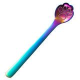 Cute Cat Paw Solid Hollow Coffee Spoons - Rainbow - 1 - Round Full - 1I - S - Stainless Steel - image 13