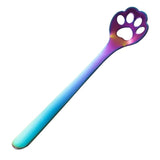 Cute Cat Paw Solid Hollow Coffee Spoons - Rainbow - 2 - Round Hollow :/ 1J - S - Stainless Steel - image 14