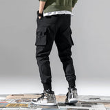 Men's Casual Draw String Cargo Pants - Black - 5XL - Polyester - image 11