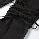 Women's Gothic Buckle Strap Lace Up Pant - Black - Gothic Punk Roseta Lace Up Pants - 5XL - Polyester - image 9