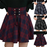 Women's Gothic Retro Punk Plaid Mini Skirt - Black - Skirt - XXL - Polyester - image 29