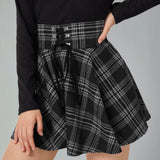 Women's Gothic Retro Punk Plaid Mini Skirt - Black - Skirt - XXL - Polyester - image 22